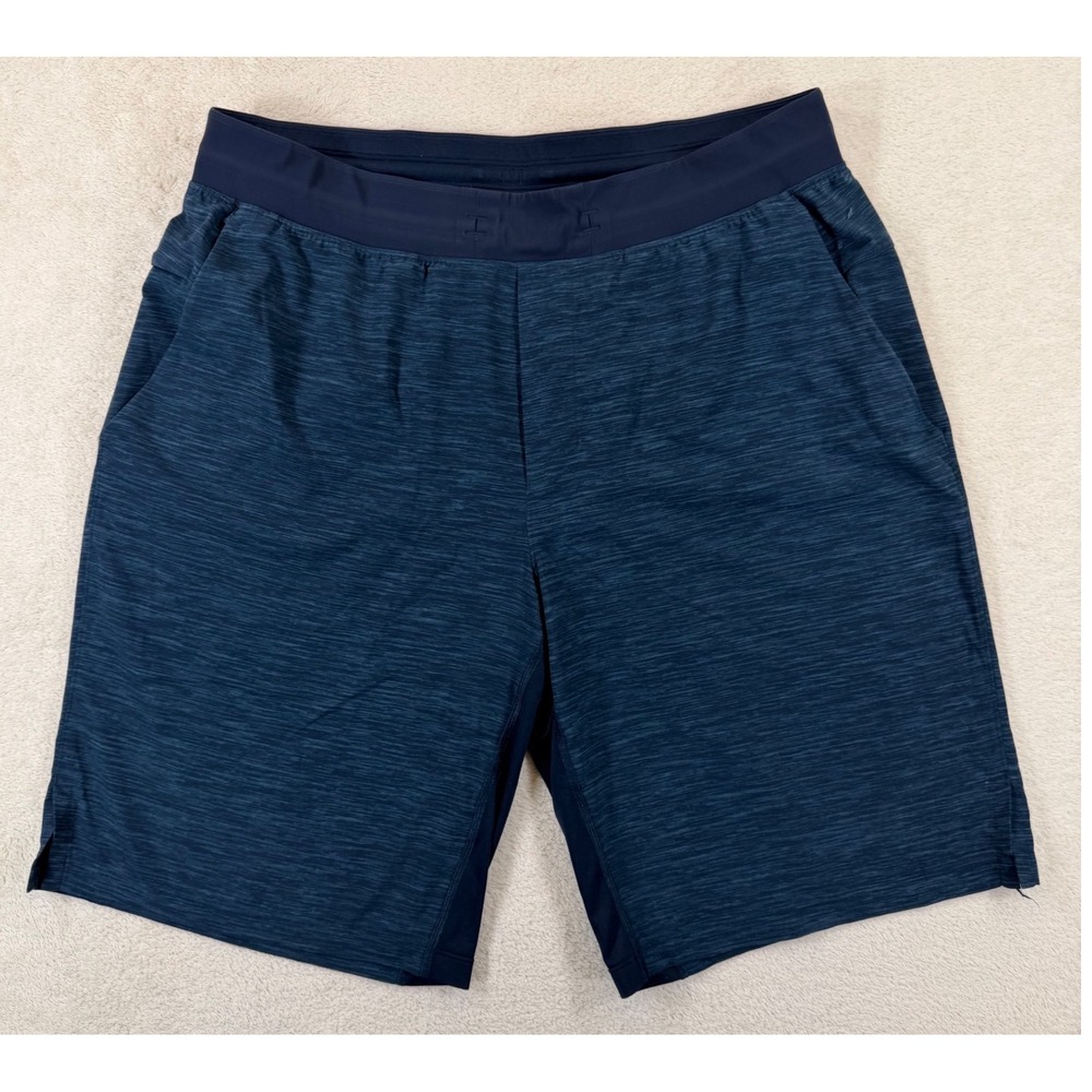 Lululemon T.H.E. Short Linerless Navy Blue Heathered Athletic Gym Mens XL